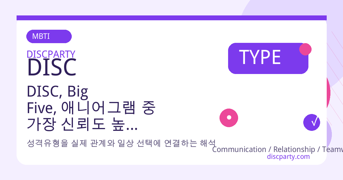 DISC, Big Five, 애니어그램 중 가장 신뢰도 높은 성격검사는? 썸네일